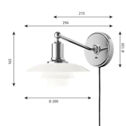 Louis Poulsen PH 2-1 vägglampa, krom/opal