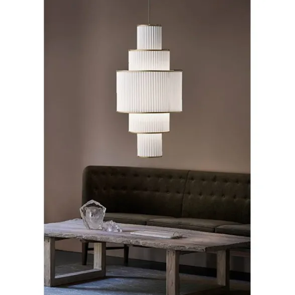 Le Klint Plivello pendel S-M-L-M-S, vit/guld