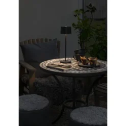 Konstsmide Positano bordslampa svart rund