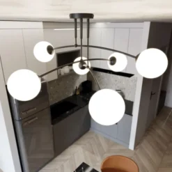 STHLM Design Studio PREGOS 6 Taklampa, Svart/Vit