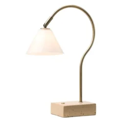 Halo Design Question Bärbar Bordslampa - Antik Mässing Opal Glas