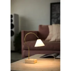 Halo Design Question Bärbar Bordslampa - Antik Mässing Opal Glas