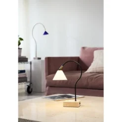 Halo Design Question Bärbar Bordslampa - Svart Antik Mässing Opal Glas