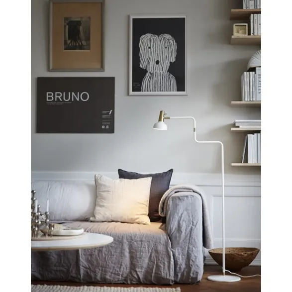Co Bankeryd Ray golvlampa, vit/mässing 127cm