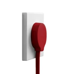lampsladdar.se Röd väggkontakt, sidoingång, jordad
