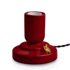 Unison RETRO bordslampa porslin burgundy 1,8m tvinnad textilkabel