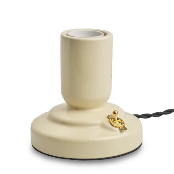 Unison RETRO bordslampa porslin vanilla 1,8m tvinnad textilkabel