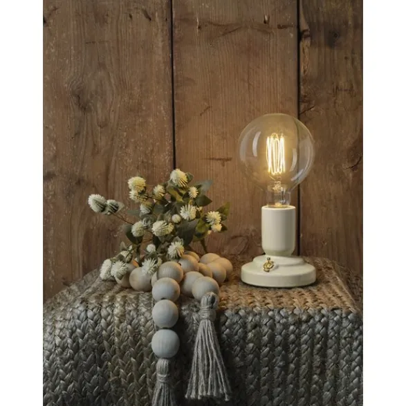 Unison RETRO bordslampa porslin vanilla 1,8m tvinnad textilkabel