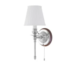 Karlskrona Lampfabrik Ribbing vägglampa fast montage & dragbrytare nickel/brun