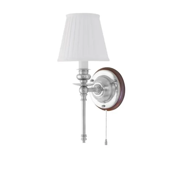 Karlskrona Lampfabrik Ribbing vägglampa fast montage & dragbrytare nickel/brun
