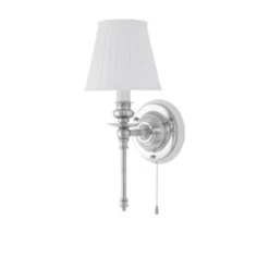 Karlskrona Lampfabrik Ribbing vägglampa fast montage & dragbrytare nickel/vit
