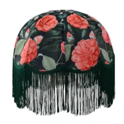Hallbergs Belysning Romatic Rose Lampskärm med grön frans 35 cm