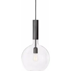 Konsthantverk Rosdala taklampa, svartoxid/klarglas 30cm