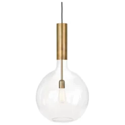 Konsthantverk Rosdala XL taklampa, råmässing/klarglas 40cm