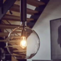 Konsthantverk Rosdala XL taklampa, råmässing/rökfärgat glas 40cm
