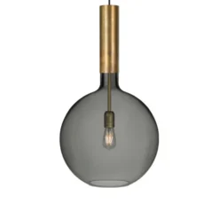 Konsthantverk Rosdala XL taklampa, råmässing/rökfärgat glas 40cm