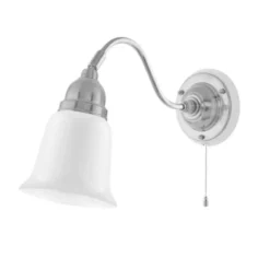 Karlskrona Lampfabrik Runeberg Vägglampa, förnicklad mässing/vit