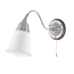 Karlskrona Lampfabrik Runeberg Vägglampa, förnicklad mässing/brun