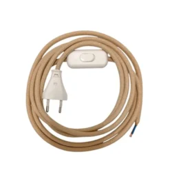 lampsladdar.se Sladdställ Textil 2,5m med brytare Ljusbeige/Vit/Vit