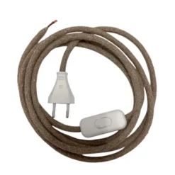 lampsladdar.se Sladdställ Textil 2,5m med brytare, Natur/Vit/Vit