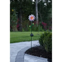 Star Trading Solcellsdekoration Pink Daisy Rosa 81cm
