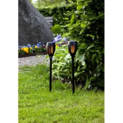 Star Trading Solcellsfackla Flame 2 p Svart 50cm