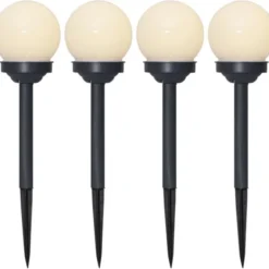 Star Trading Solcellspollare Globus 4 p Vit 27cm
