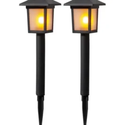 Star Trading Solcellspollare 2-pack Flame Mini Svart 23cm