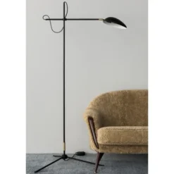 Watt & Veke Spoon golvlampa, mattsvart/mässing 167cm