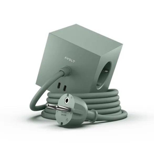 Avolt Square 1 USB-C/magnet grenuttag, Oak Green 1,8m