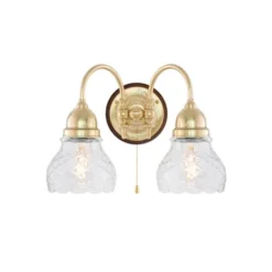 Karlskrona Lampfabrik Stackelberg Vägglampa m. dragbrytare, polerad mässing/brun
