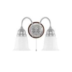 Karlskrona Lampfabrik Stackelberg Vägglampa m. dragbrytare, förnicklad mässing/brun