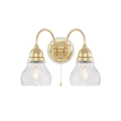 Karlskrona Lampfabrik Stackelberg Vägglampa m. dragbrytare, polerad mässing/benvit