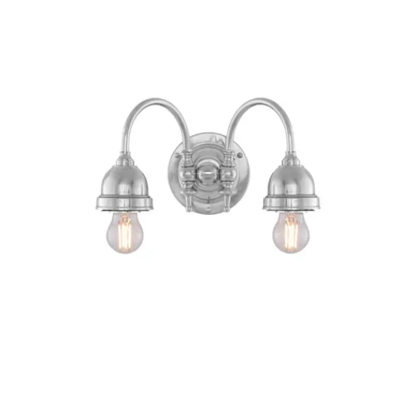 Karlskrona Lampfabrik Stackelberg Vägglampa m. dragbrytare, förnicklad mässing/benvit