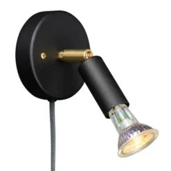 Örsjö Belysning Star 1 vägglampa, Svart struktur (kabel med dimmer)