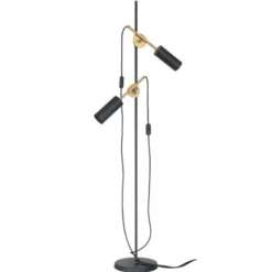 Konsthantverk Stav 2 golvlampa, svart/råmässing 140cm