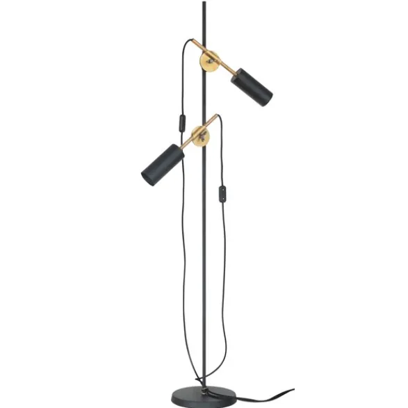 Konsthantverk Stav 2 golvlampa, svart/råmässing 140cm