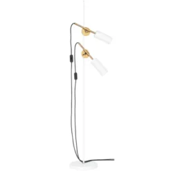 Konsthantverk Stav 2 golvlampa, vit/råmässing 140cm