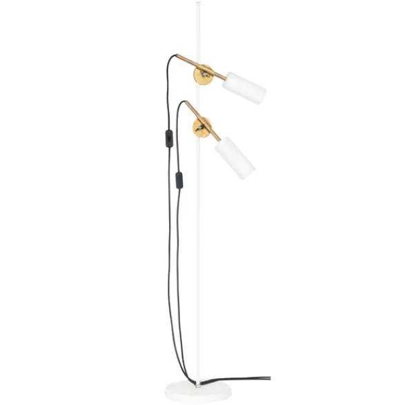 Konsthantverk Stav 2 golvlampa, vit/råmässing 140cm