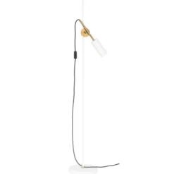 Konsthantverk Stav golvlampa, vit/råmässing 140cm