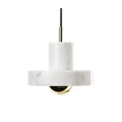 Tom Dixon Stone pendel LED, vit marmor/mässing
