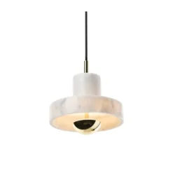 Tom Dixon Stone pendel LED, vit marmor/mässing