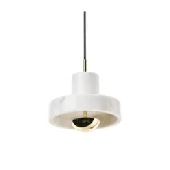 Tom Dixon Stone pendel LED, vit marmor/mässing
