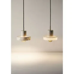 Tom Dixon Stone pendel LED, vit marmor/mässing