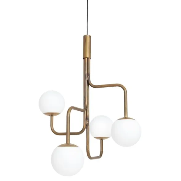 Konsthantverk Strapatz taklampa, råmässing/opal 75cm