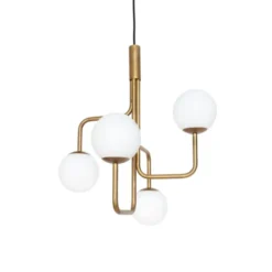 Konsthantverk Strapatz taklampa, råmässing/opal 57,5cm