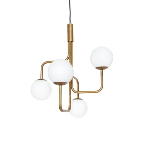Konsthantverk Strapatz taklampa, råmässing/opal 57,5cm