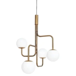 Konsthantverk Strapatz taklampa, råmässing/opal 75cm