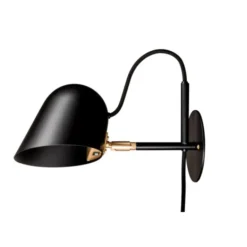 Örsjö Belysning Streck Vägglampa med kabel, Svart/mässing