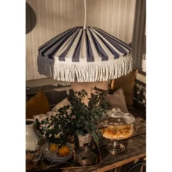 Alde & Lind Taklampa Capri D50 s/v frans E27 5m IP44 blå/vit